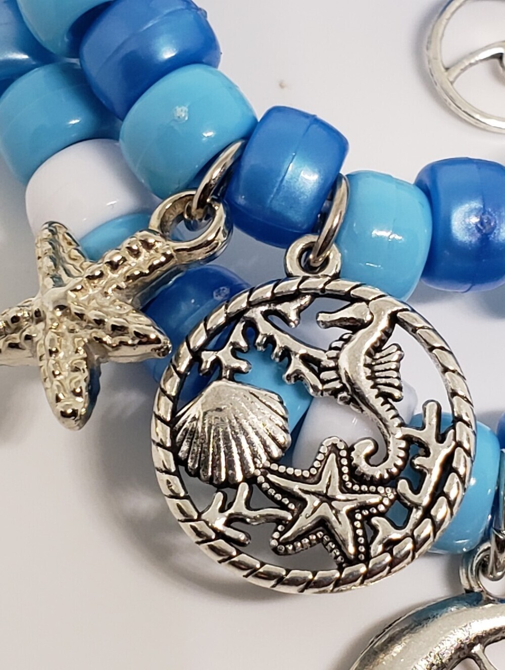 Handmade Blue Beach Let Go Stackable Kandi Bracelets - Picture 3 of 6